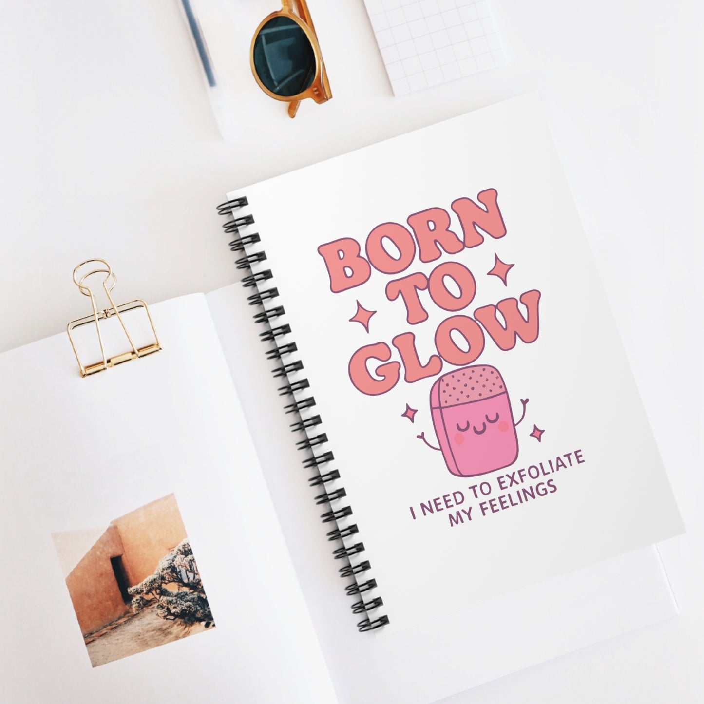 Cute Motivational Spiral Notebook 'Born to Glow'- Ideal for Journaling, School, Gifts, Self-Care