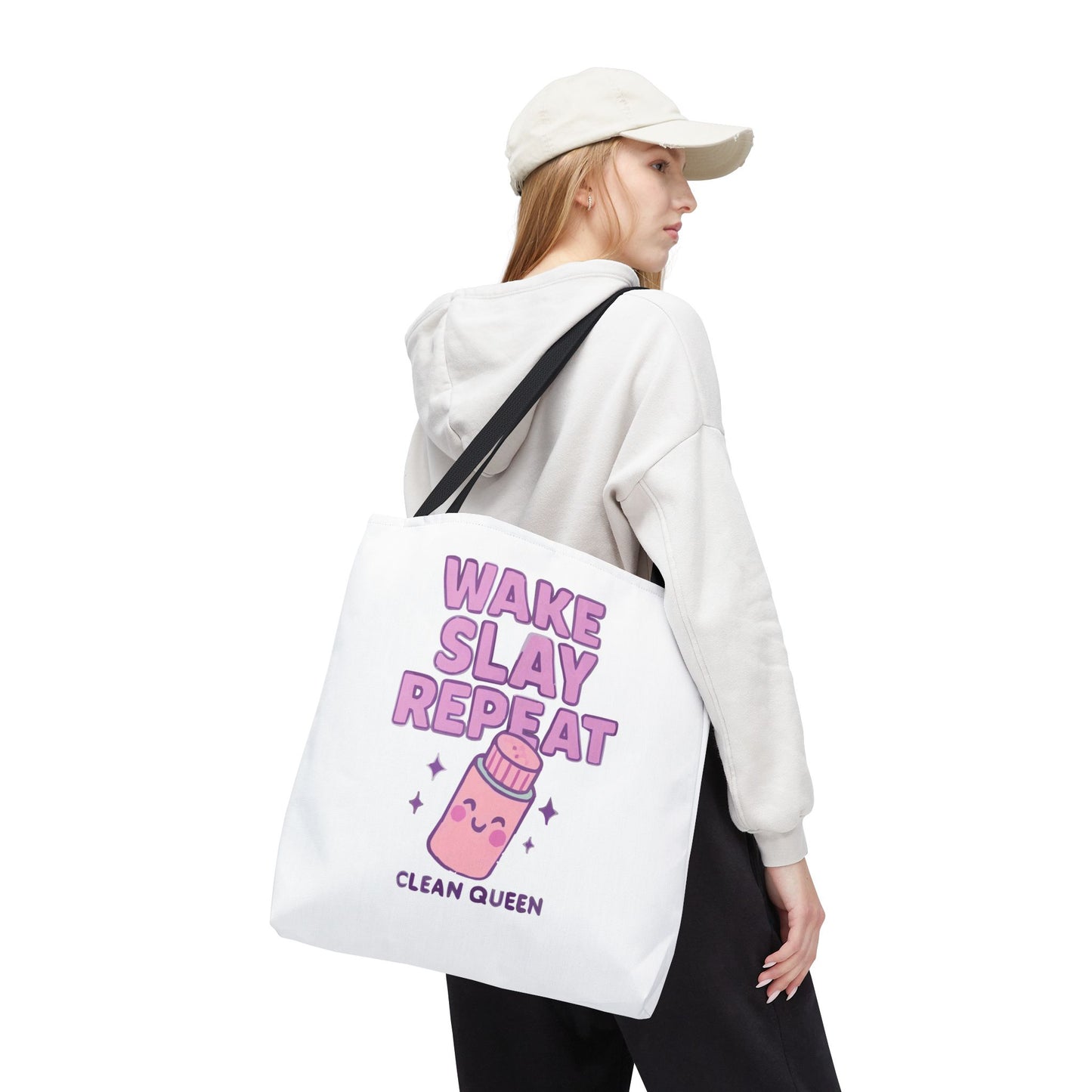 Clean Queen "Wake Slay Repeat" Empowering Daily Routine Tote Bag