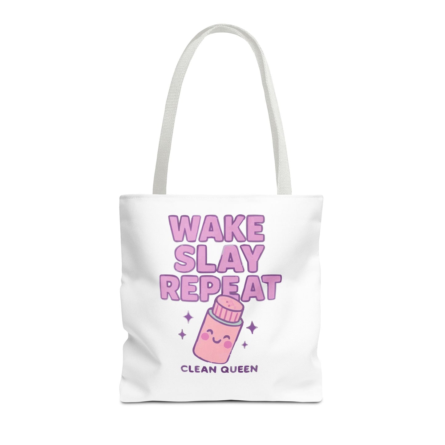 Clean Queen "Wake Slay Repeat" Empowering Daily Routine Tote Bag