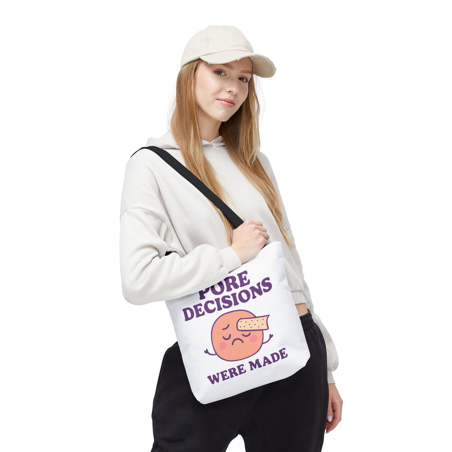 Skincare Humor "Pore Decisions Were Made" Relatable Graphic Tote Bag