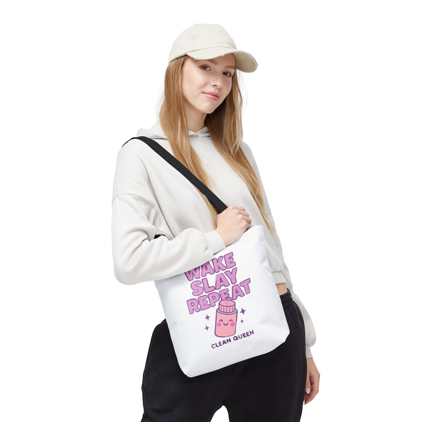 Clean Queen "Wake Slay Repeat" Empowering Daily Routine Tote Bag