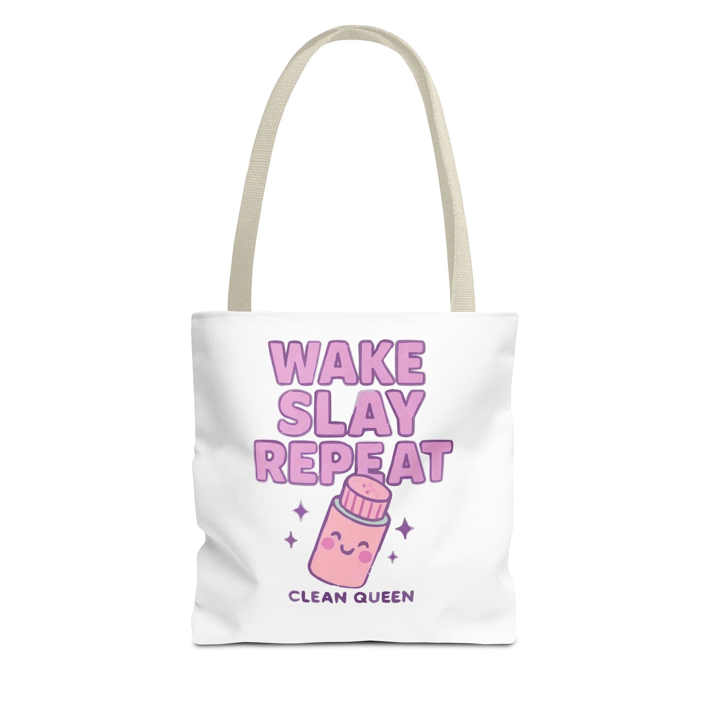 Clean Queen "Wake Slay Repeat" Empowering Daily Routine Tote Bag