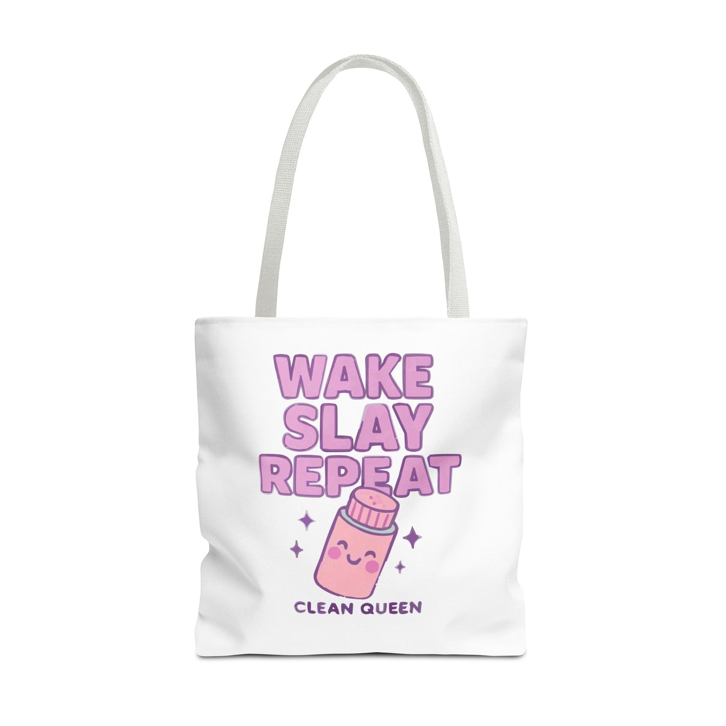 Clean Queen "Wake Slay Repeat" Empowering Daily Routine Tote Bag
