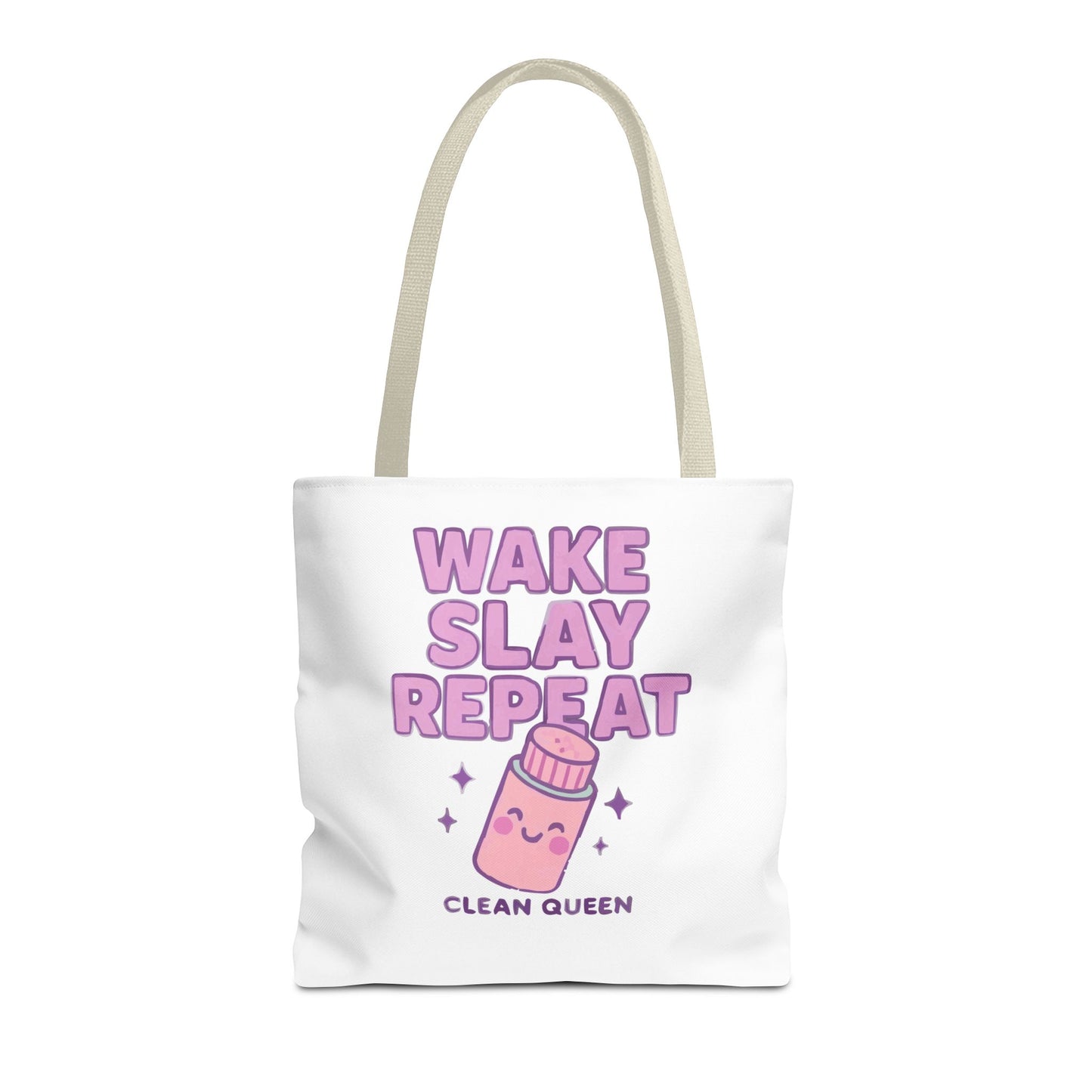 Clean Queen "Wake Slay Repeat" Empowering Daily Routine Tote Bag