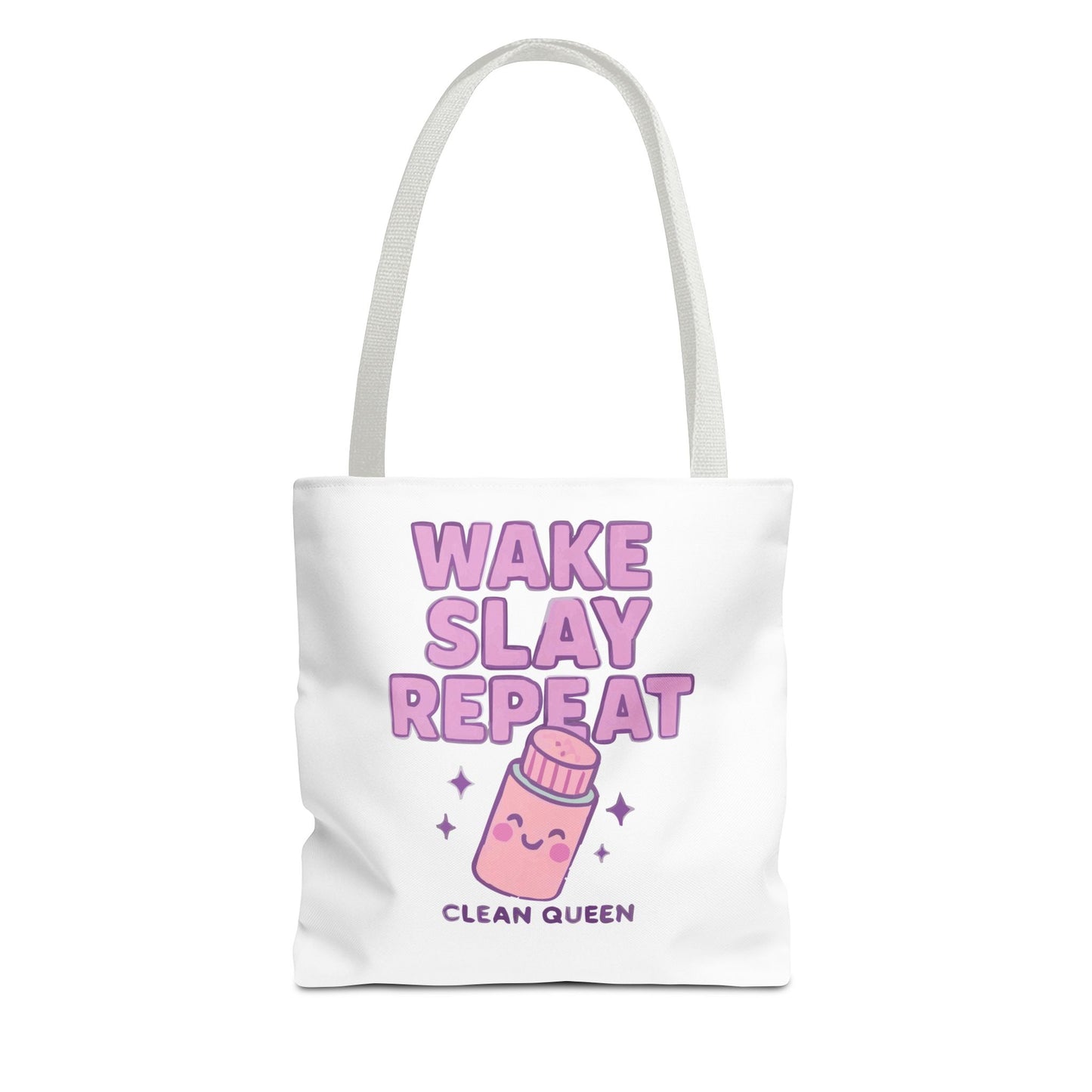 Clean Queen "Wake Slay Repeat" Empowering Daily Routine Tote Bag