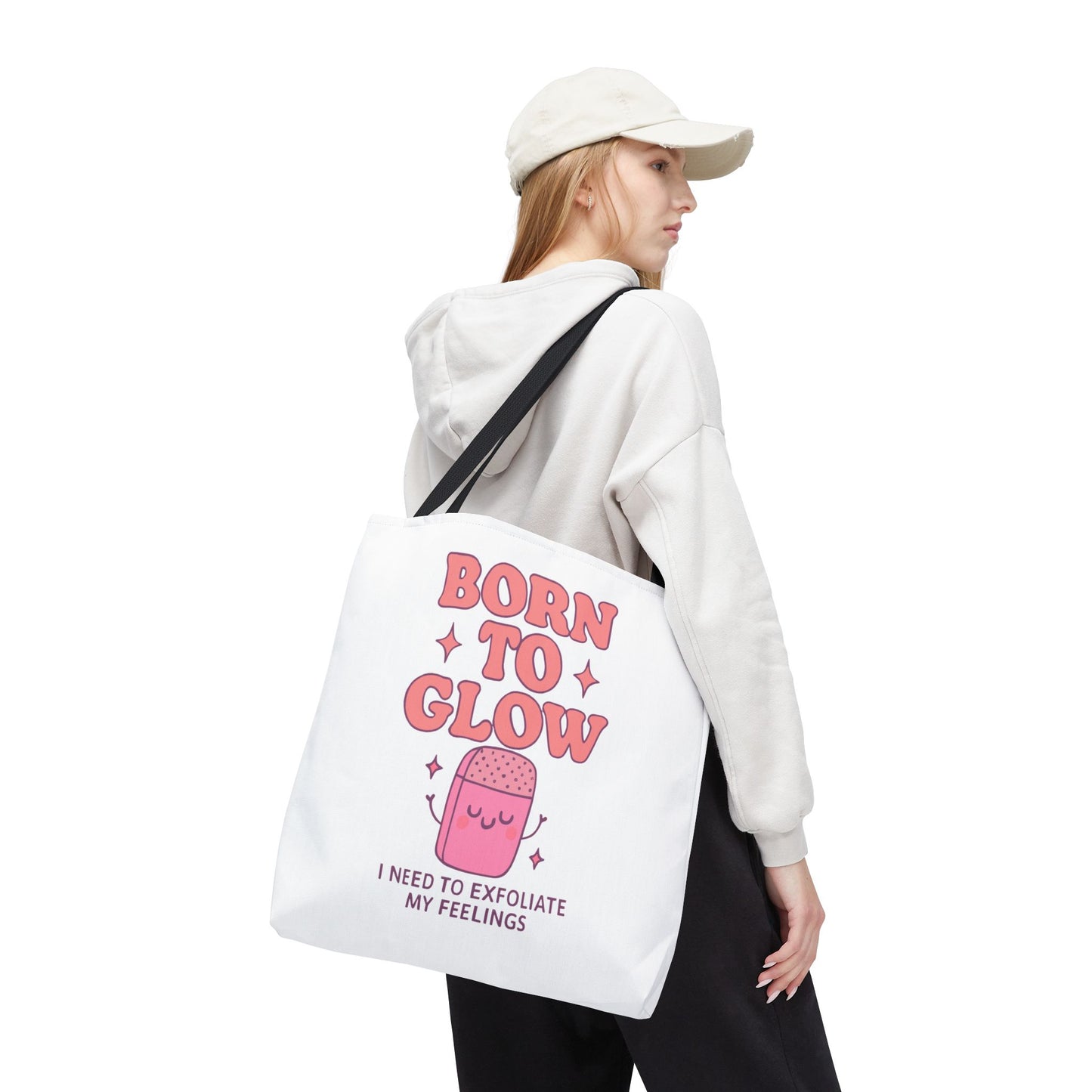 Born To Glow Tote Bag, Motivational Tote, Gift for Her, Birthday Bag, Self-Care Accessory, Exfoliation Motivational Quote