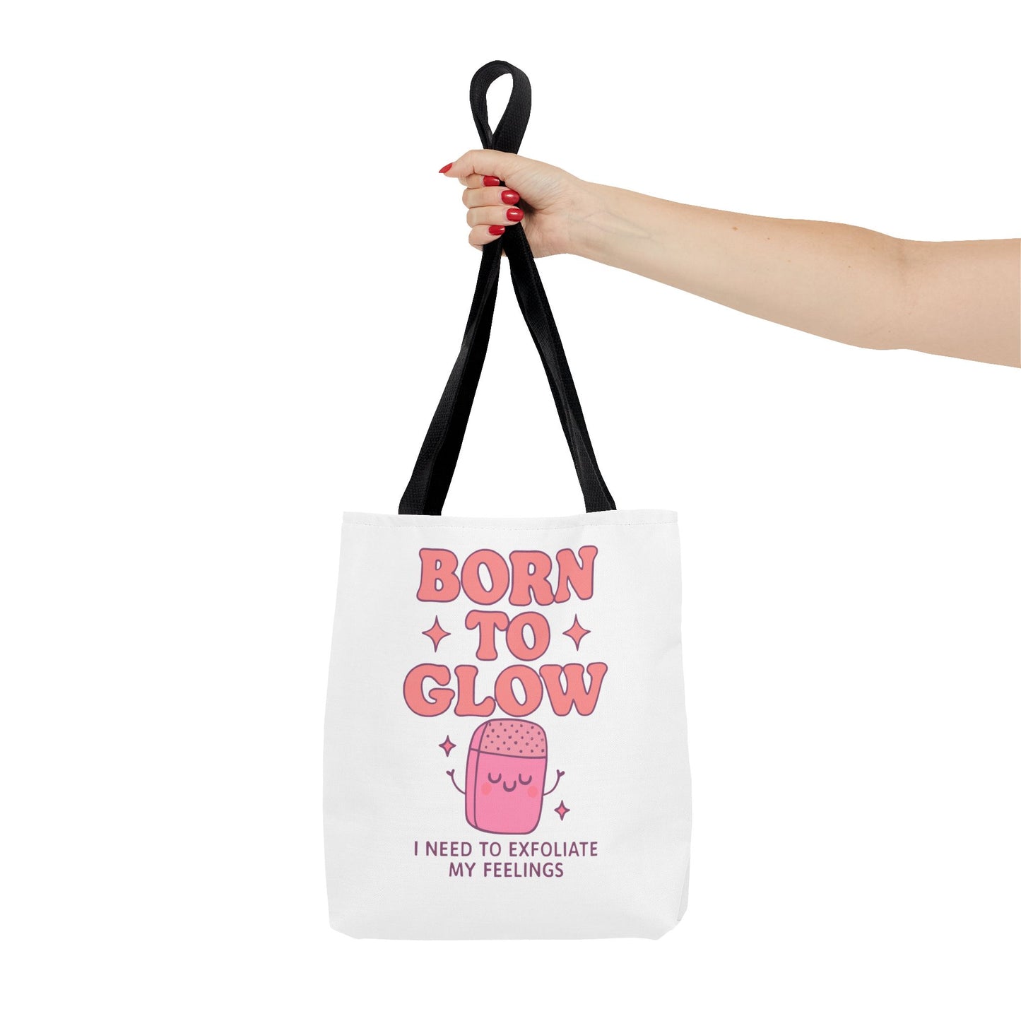 Born To Glow Tote Bag, Motivational Tote, Gift for Her, Birthday Bag, Self-Care Accessory, Exfoliation Motivational Quote