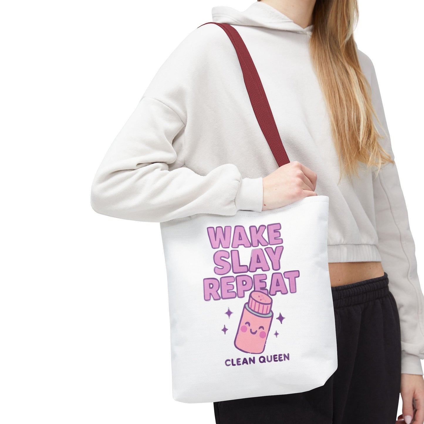 Clean Queen "Wake Slay Repeat" Empowering Daily Routine Tote Bag