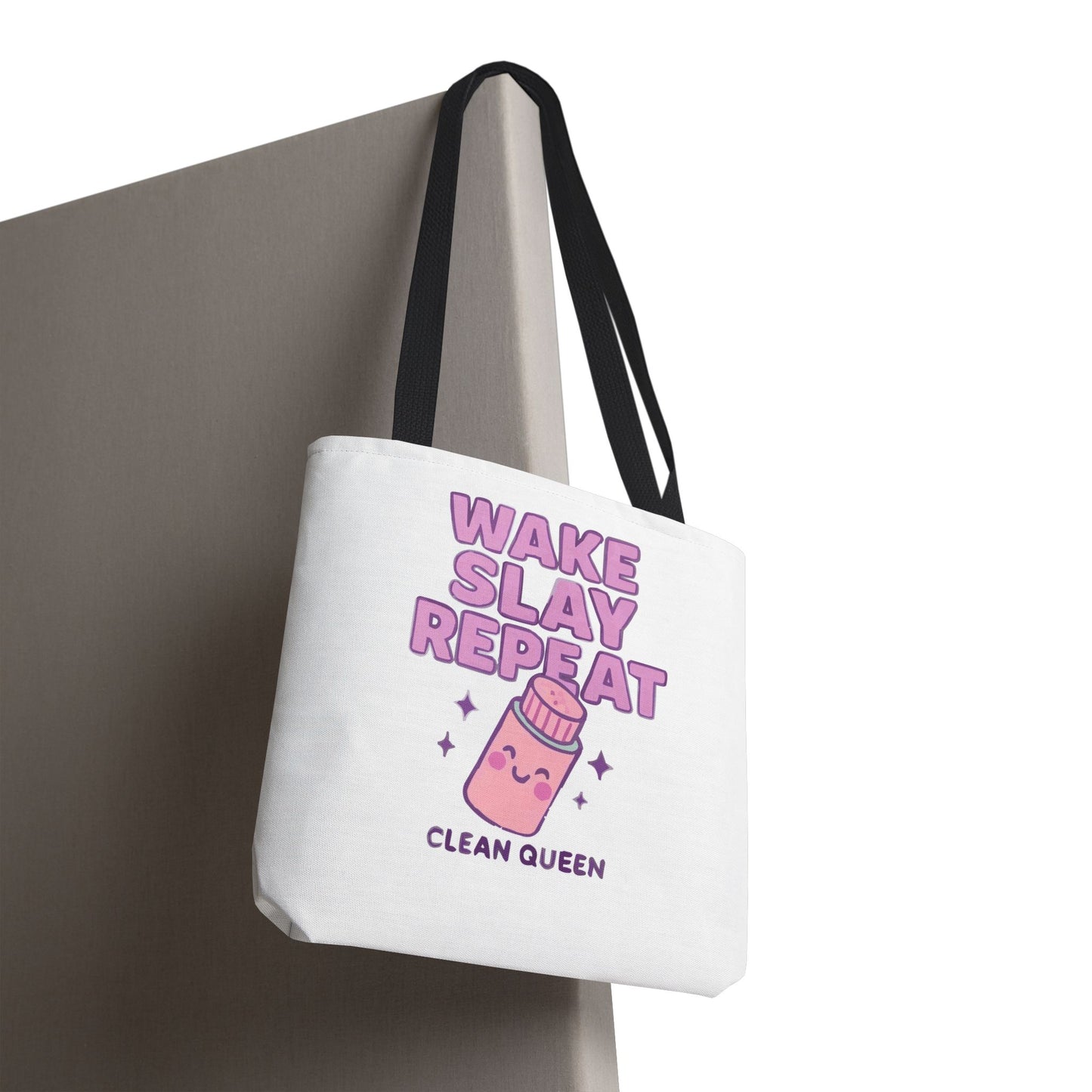 Clean Queen "Wake Slay Repeat" Empowering Daily Routine Tote Bag