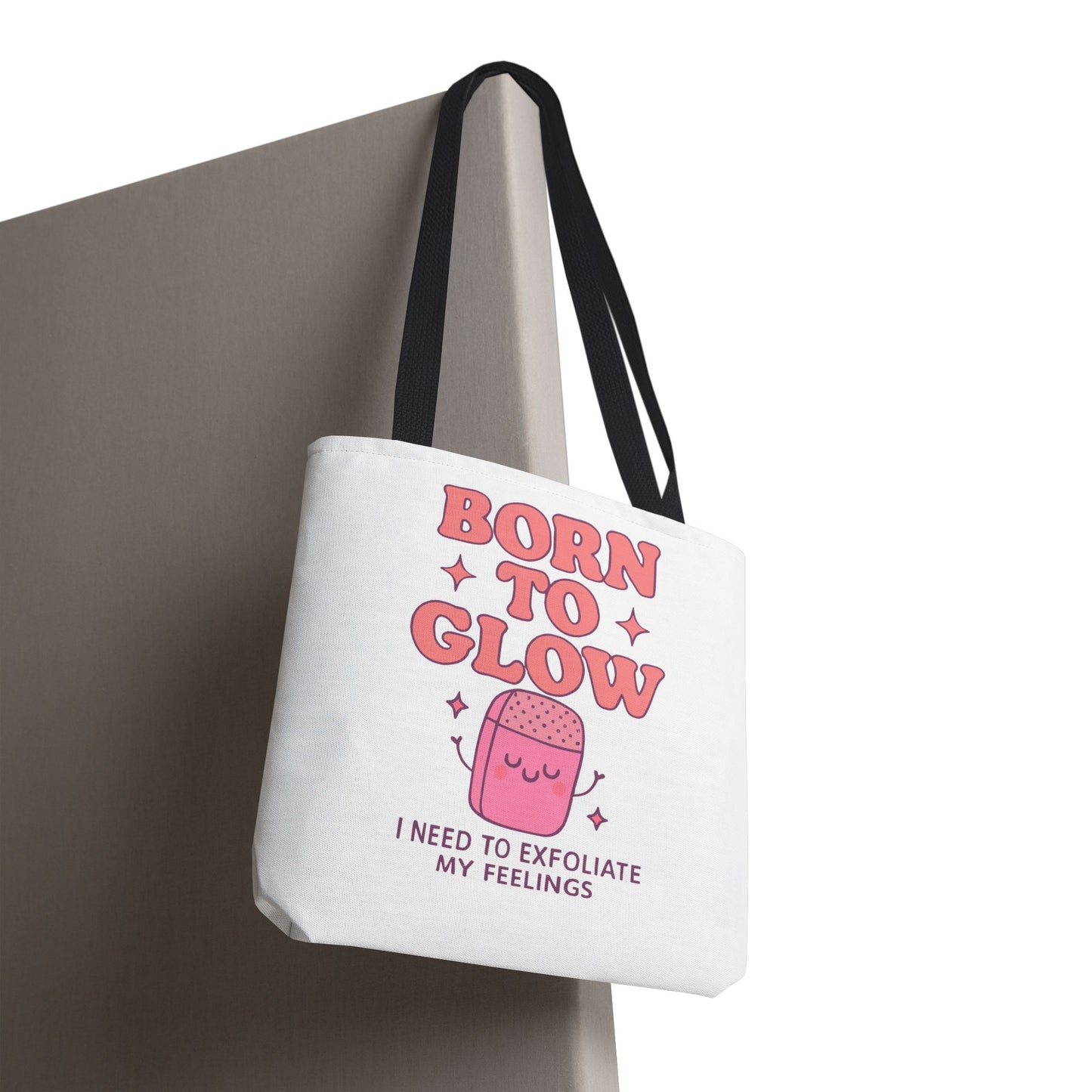 Born To Glow Tote Bag, Motivational Tote, Gift for Her, Birthday Bag, Self-Care Accessory, Exfoliation Motivational Quote