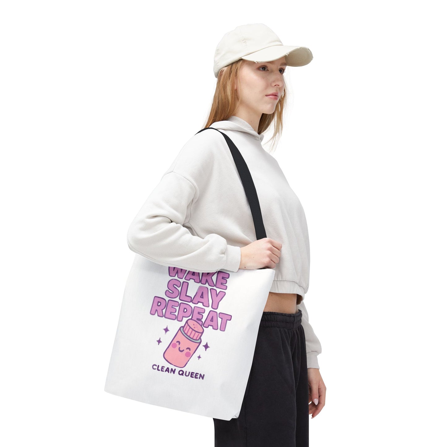 Clean Queen "Wake Slay Repeat" Empowering Daily Routine Tote Bag