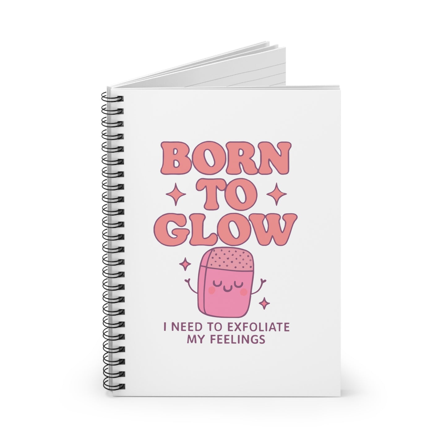 Cute Motivational Spiral Notebook 'Born to Glow'- Ideal for Journaling, School, Gifts, Self-Care