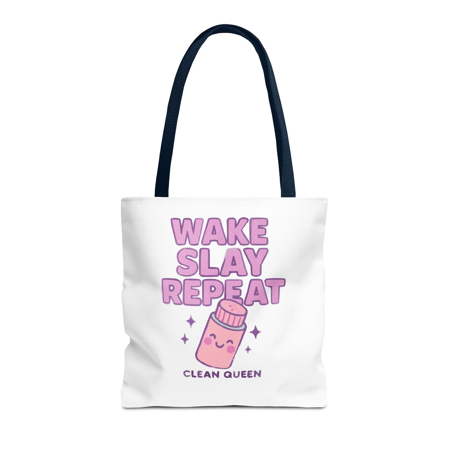 Clean Queen "Wake Slay Repeat" Empowering Daily Routine Tote Bag