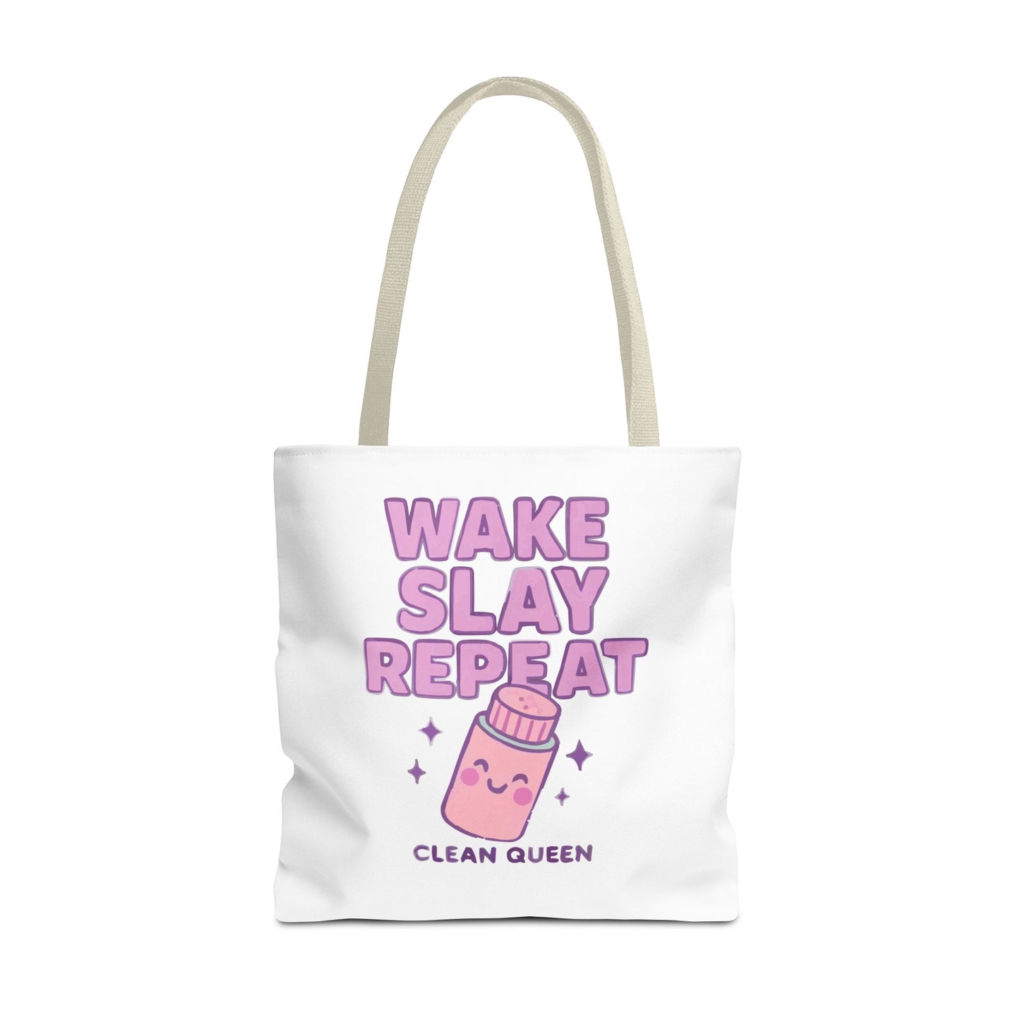 Clean Queen "Wake Slay Repeat" Empowering Daily Routine Tote Bag