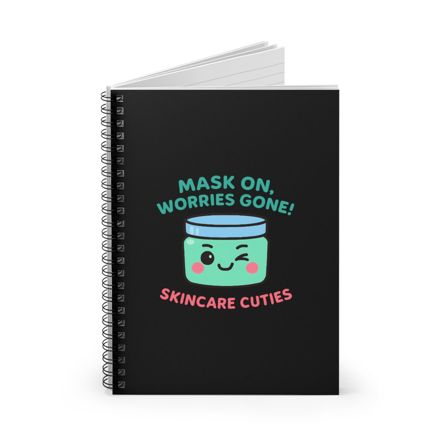 Skincare Cuties Spiral Notebook - Mask On, Worries Gone! | Cute Journaling, Artist Sketchbook, Self-Care Diary, Gift for Friends