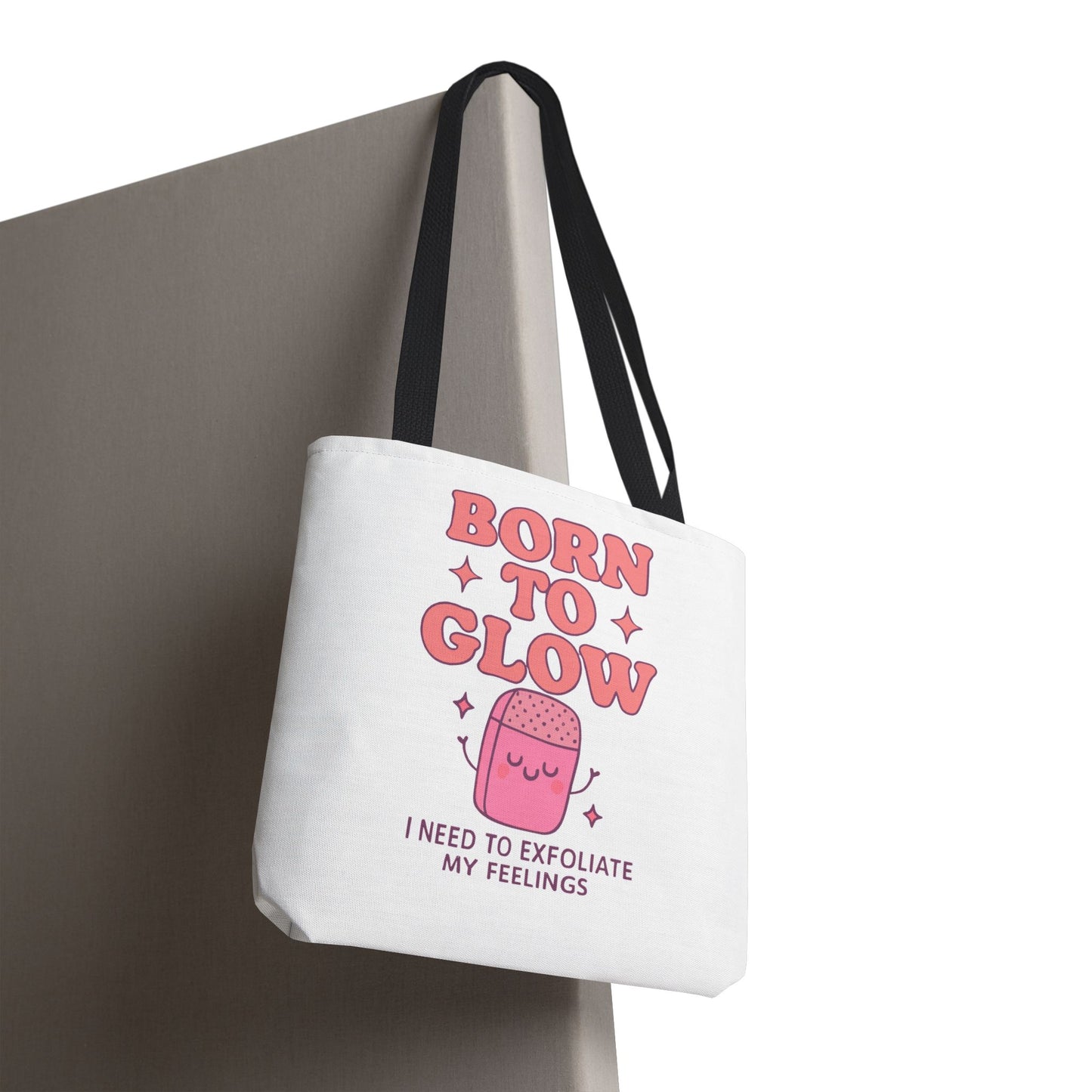 Born To Glow Tote Bag, Motivational Tote, Gift for Her, Birthday Bag, Self-Care Accessory, Exfoliation Motivational Quote