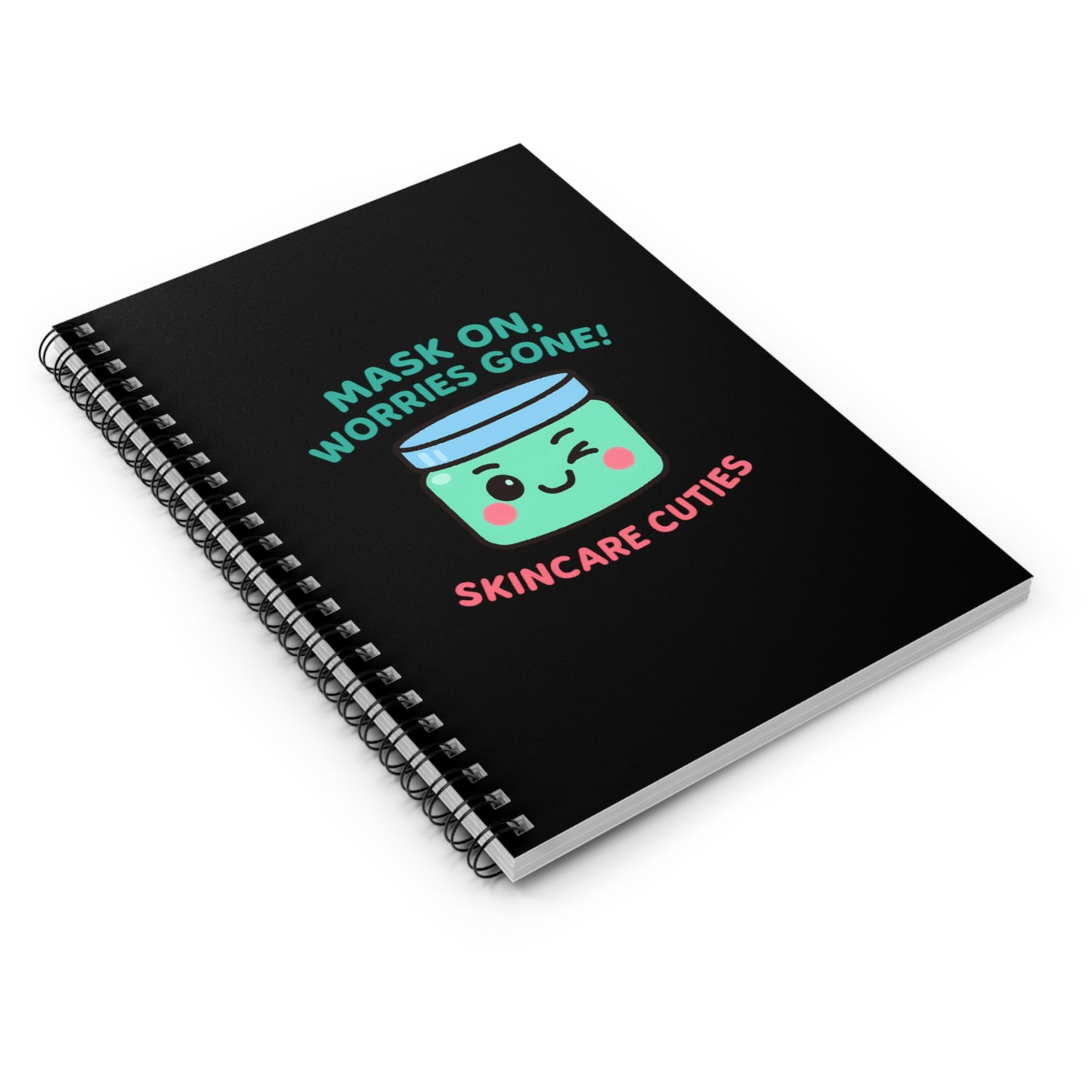 Skincare Cuties Spiral Notebook - Mask On, Worries Gone! | Cute Journaling, Artist Sketchbook, Self-Care Diary, Gift for Friends