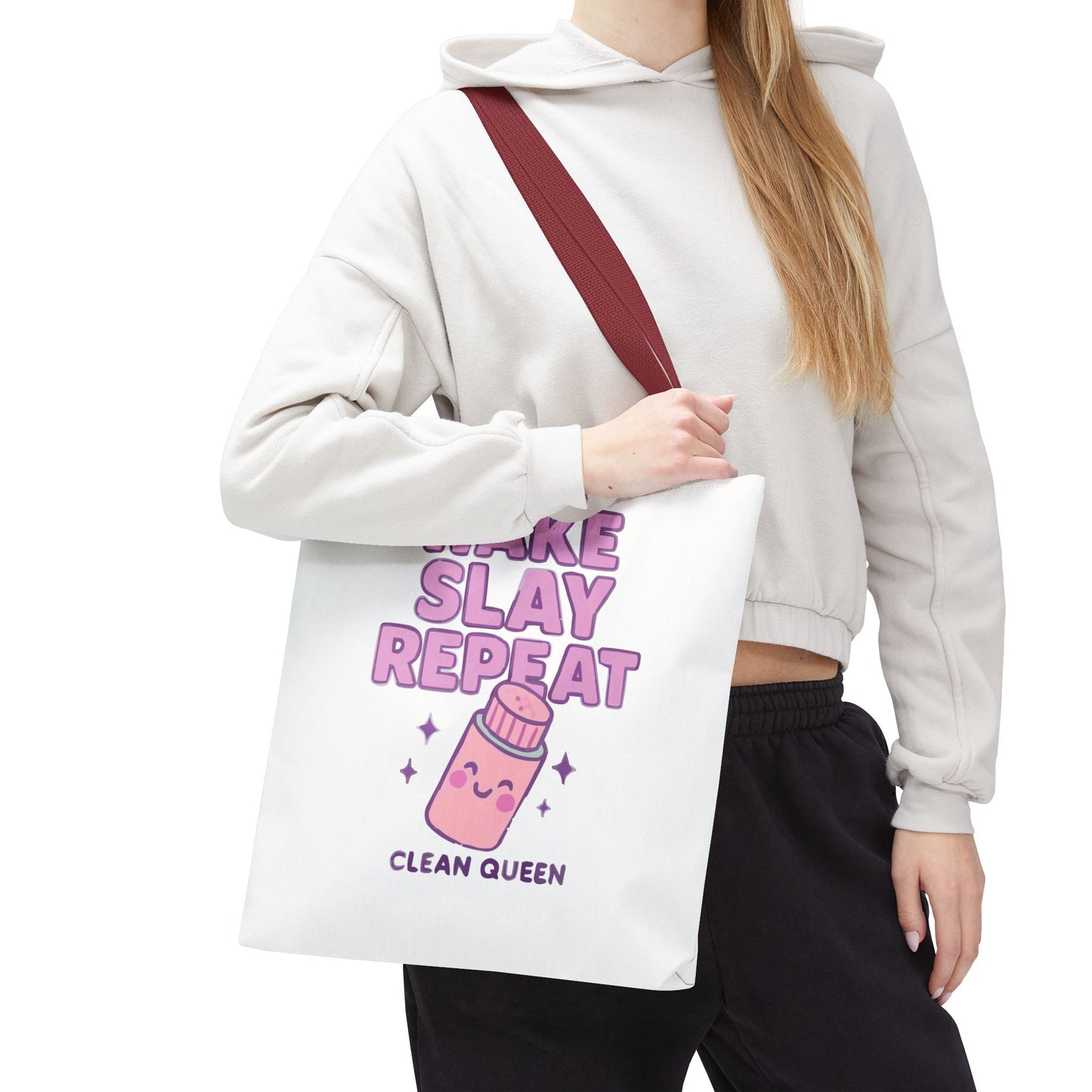Clean Queen "Wake Slay Repeat" Empowering Daily Routine Tote Bag