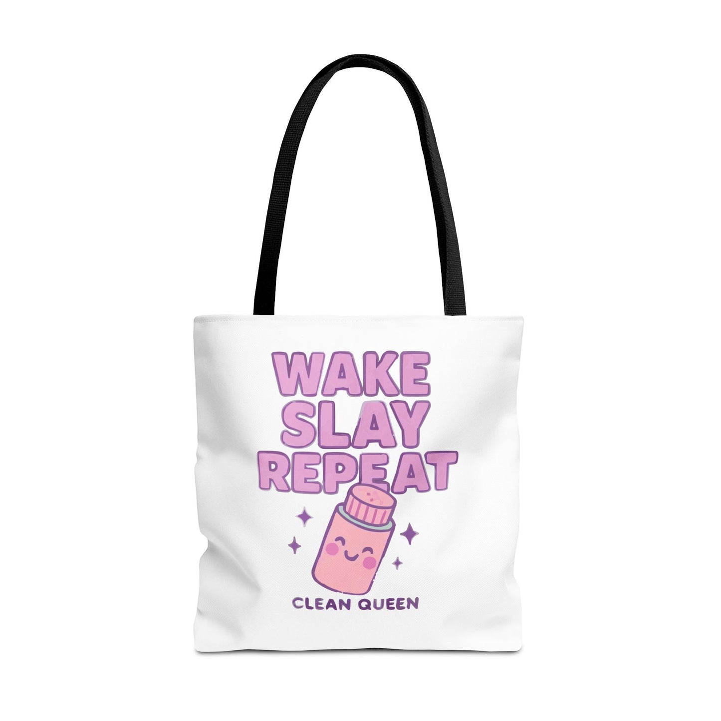 Clean Queen "Wake Slay Repeat" Empowering Daily Routine Tote Bag